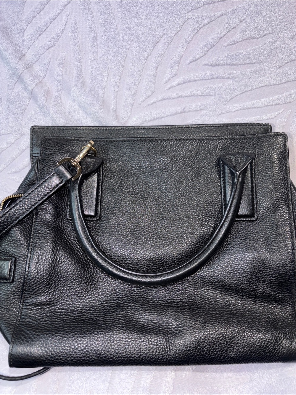 Michael Kors Black Pebbled Leather Satchel with Gold Hardware